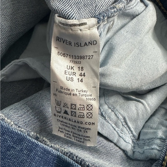 River Island Plus mid rise slit side flared jeans 14 XL medium blue stretch high - Picture 9 of 15